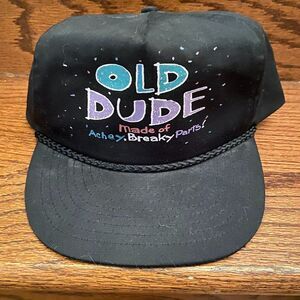 Vintage Old Dude Achy Breaky Parts Trucker Hat Cap Snapback One Size OS VTG